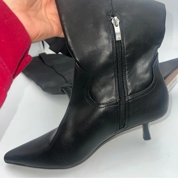 Steven New York Britt Black Knee High Kitten Heel Western Boots 8.5M NEW - Picture 9 of 10